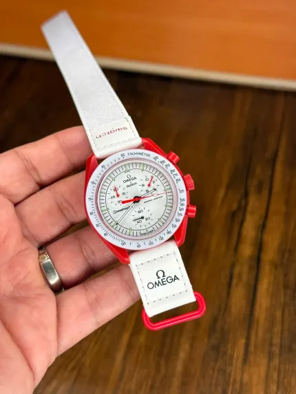 ساعت امگا سواچ سفید قرمز | Omega Swatch Watch