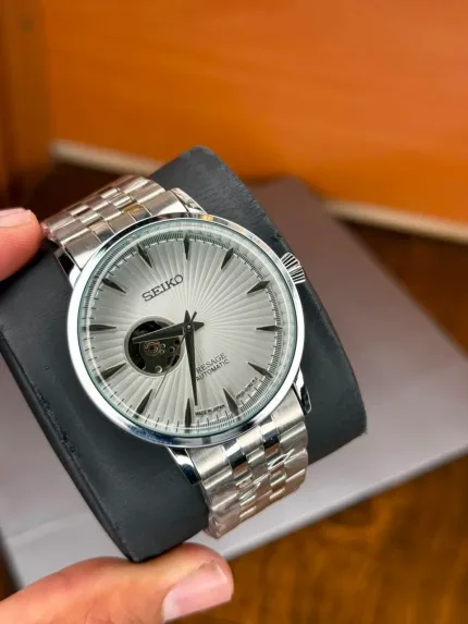 ساعت سیکو اتوماتیک بند استیل صفحه سفید | Seiko