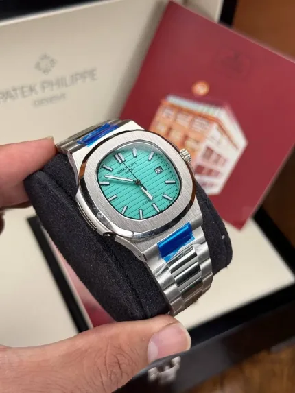 ساعت پتک ناتیلوس بند استیل صفحه فیروزه ای | Patek Nautilus