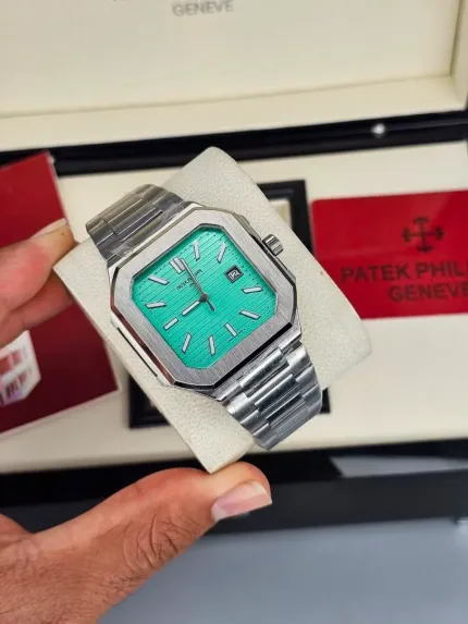 ساعت پتک کوبیتوس بند استیل صفحه فیروزه ای | Patek Cubitus