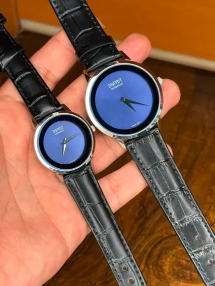 ⌚ ساعت اسپریت ست موتور ژاپن بند مشکی صفحه سرمه ای | Esprit Watch Set