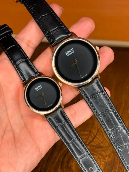 ساعت اسپریت ست موتور ژاپن بند مشکی صفحه مشکی | Esprit Watch Set